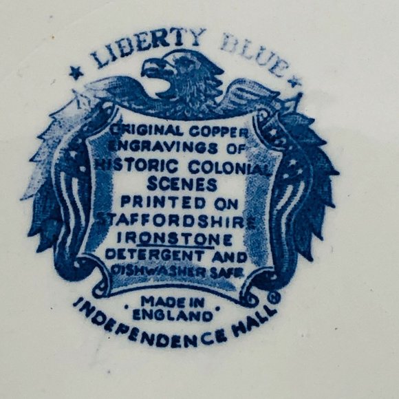 Staffordshire Liberty Blue Dinner Plate 9.75" Independence Hall Design England - Picture 5 of 5